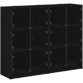 DKD Home Decor Bücherregal mit Türen Schwarz 136x37x109 cm Holzwerkstoff