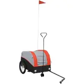 vidaXL Fahrradanhänger Schwarz und Orange 30 kg Eisen