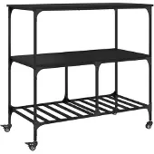 DKD Home Decor Küchenwagen Schwarz 100x50x95 cm Holzwerkstoff