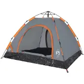 vidaXL Campingzelt 3 Personen Grau und Orange Quick Release