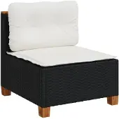vidaXL Gartensofa ohne Armlehnen mit Kissen Schwarz Poly Rattan