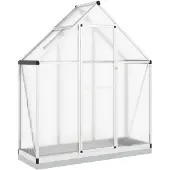 vidaXL Gewächshaus mit Fundamentrahmen Silbern 169x58x202cm Aluminimum