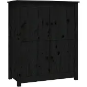 vidaXL Sideboard Schwarz 83x41,5x100 cm Massivholz Kiefer