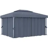vidaXL Pavillon mit Vorhang 4x3 m Anthrazit Aluminium