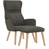 vidaXL Relaxsessel mit Hocker Dunkelgrau Samt