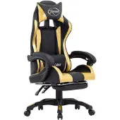 vidaXL Gaming-Stuhl mit Fußstütze Golden und Schwarz Kunstleder