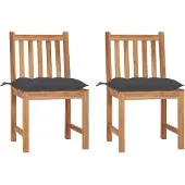 vidaXL Gartenstühle 2 Stk. mit Kissen Massivholz Teak