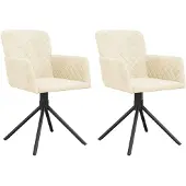 vidaXL Esszimmerstühle 2 Stk. Drehbar Creme Samt