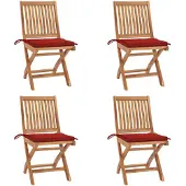 vidaXL Klappstühle mit Kissen, 4-teilig, Massivholz Teakholz