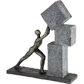 Casablanca by Gilde 1100000002199 "Skulptur Stacking, bronzefarben/grau" Dekoobjekt, Höhe 31 cm, mit Spruchanhänger, Wohnzimmer