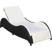 vidaXL Sonnenliege mit Polsterauflage Poly Rattan Schwarz