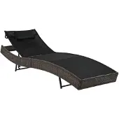 vidaXL Sonnenliege mit Kissen Poly Rattan Braun