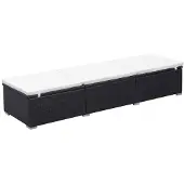 vidaXL Sonnenliege mit Auflage Poly Rattan Schwarz