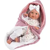 SuperMerchantEU Babypuppe 74040 Babypuppe in rosa Spucktuch 42cm