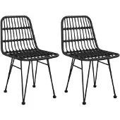 vidaXL Gartenstühle 2 Stk. Schwarz 48x62x84 cm PE-Rattan