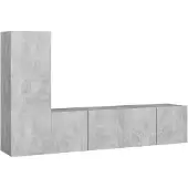 vidaXL 3-tlg. TV-Schrank-Set Betongrau Holzwerkstoff