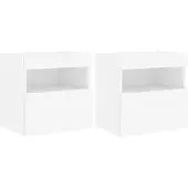 vidaXL TV-Wandschränke mit LED-Leuchten 2 Stk. Weiß 40x30x40 cm