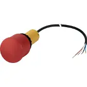 Eaton 185174 NOT-HALT-/NOT-AUS-Taste, Pilzform, 38 mm, Zugentriegelung, 1 Ö, 1 S, Kabel (schwarz) mit offenem Ende, 4-polig, 1 m C22-PV-K11-P62