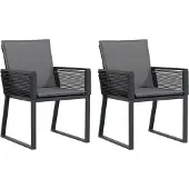 vidaXL Gartenstühle mit Kissen 2 Stk. Schwarz Poly Rattan