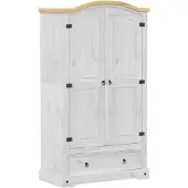 vidaXL Kleiderschrank Corona Weiß 102x52x186 cm Massivholz Kiefer