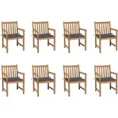 The Living Store Gartenstühle 8 Stk. mit Anthrazit Kissen Massivholz Teak