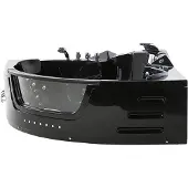 Beliani Whirlpool-Badewanne Schwarz 214 x 155 cm Eckmodell LED- Beleuchtung Modern