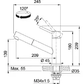 Franke Orbit Doccia, Ziehen, Edelstahl, Edelstahl, Hebelgriffe, Einzelbild, Keramik