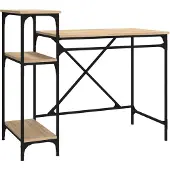 The Living Store Schreibtisch mit Regal Sonoma-Eiche 105x50x90 cm Holzwerkstoff