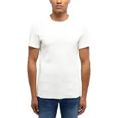 Mustang Kurzarmshirt "Herren Style Allen", Herren, Gr. 3XL, weiß (sanftes weiß), Strick, 100% Baumwolle, Rundhals, Shirts Kurzarmshirt