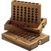 Philos Vier gewinnt aus Holz, Strategiespiel für 2 Spieler ab 6 Jahren