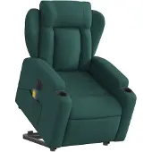 vidaXL Elektrischer Massagesessel mit Aufstehhilfe Dunkelgrün Stoff
