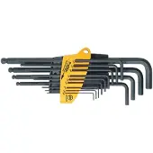 Wiha Stiftschlüssel Set im ProStar Halter Sechskant-Kugelkopf 13-teiliges Set schwarzoxidiert, Zoll-Ausführung - 24189