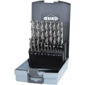 RUKO Spiralbohrersatz DIN338 Typ N Durchmesser 1-10mmx0,5mm HSS-G 19tlg. Kunststoff-Kassette - 214214RO