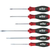 Wiha Schraubendreher Set SoftFinish Schlitz, Phillips, Pozidriv 6-teilges Set - 26113