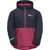 Jack Wolfskin Übergangsjacke Snowy Days 2023 (wasser- und winddicht, Fleece-Futter) dunkelblau/fuchsia Kinder