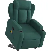 vidaXL Massagesessel mit Aufstehhilfe Dunkelgrün Stoff