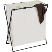 Wenko Wäschesortierer "Trio XL", beige (creme, schwarz), B:69cm H:76cm T:37cm, Polyester, Wäschesammler, Wäschesortierer