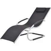 vidaXL Sonnenliege mit Kissen Aluminium und Textilene Schwarz