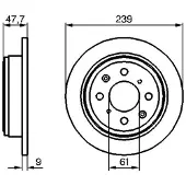 Bosch Bremsscheibe 0986479101 voll 239mm 9mm für HONDA