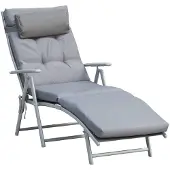 Outsunny Sonnenliege Strandliege Gartenliege Klappbar Verstellbar Metall Grau