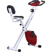 HOMCOM Heimtrainer Fahrrad Klappbar Fitnessbike Ergometer LCD 8 Stufen Rot Weiß
