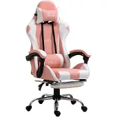 Vinsetto Gamingstuhl Computerstuhl mit Kopfstütze ergonomisch PVC Rosa