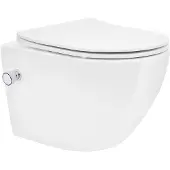 LuxeBath Spülrandloses Hänge-WC mit Nano Beschichtung, Weiß, kurz, Bidet Funktion