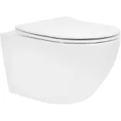 LuxeBath Spülrandloses Hänge-WC mit Nano Beschichtung, Weiß matt, lang