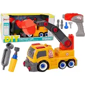 Lean Toys DIY-Cartoon-Kranwagen zum Abschrauben Orange