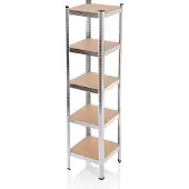 Easymaxx Schwerlastregal mit 5 belastbaren Holzböden 40x40x180cm silber/holzfarben