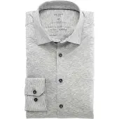 Olymp Businesshemd "No. Six 24/Seven super slim", Herren, Gr. 45, N-Gr, grau (silbergrau), Web, Obermaterial: 92% Baumwolle, 8% Elasthan, sehr schmal, Hemden Businesshemd, in bequemer Jersey-Qualität