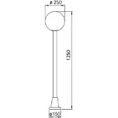 ALBERT LEUCHTEN Wegeleuchte A-92433, Aluguss, Kristallglas, E27, IP44, 1250x250mm