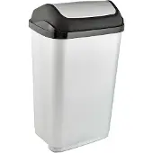 Markenlos Abfalleimer mit Schwingdeckel - 50 l, Grafitgrau