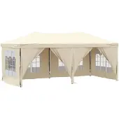 vidaXL Partyzelt Faltbar mit Seitenwänden Creme 3x6 m